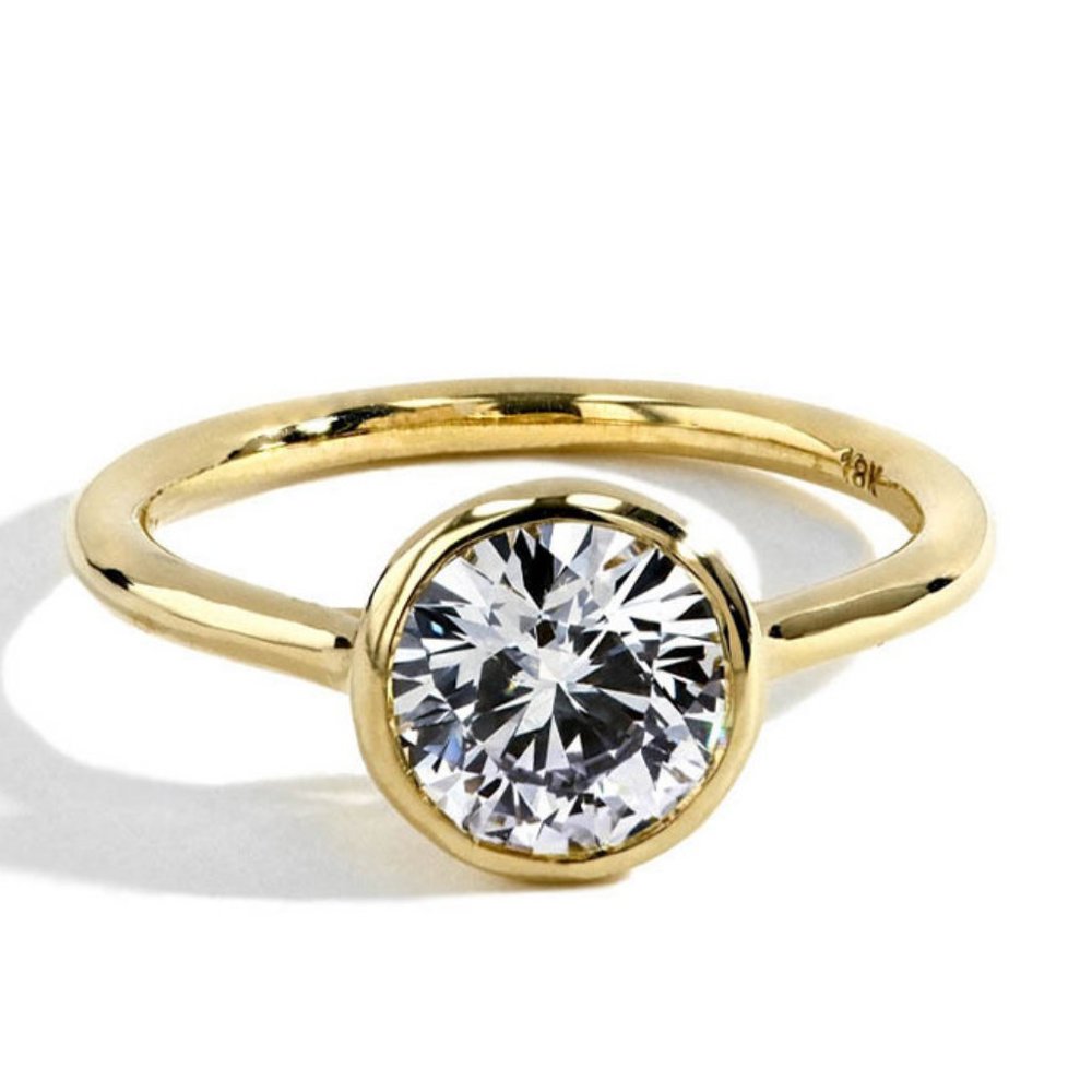 2Ct Bezel Set Round Moissanite Engagement Setting